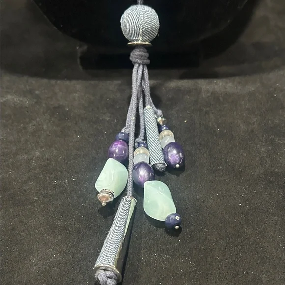 Christopher & Banks Blue and Silver Beaded Necklace - Picture 6 of 15